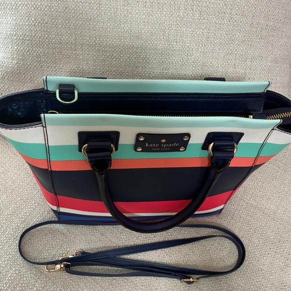 Kate Spade EUC Camryn Wellesley Tropical Stripe Coated Canvas - Picture 3 of 14